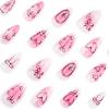imageBABALAL Almond Press on Nails Medium  Orange Summer Fake Nails 3D Texture Design Floral Handmade Acrylic Nails Supplies 24Pcs Stiletto Manicure Stick on False Nails Art Artificial NailsBNE209