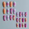 imageBABALAL Almond Press on Nails Medium  Orange Summer Fake Nails 3D Texture Design Floral Handmade Acrylic Nails Supplies 24Pcs Stiletto Manicure Stick on False Nails Art Artificial NailsBNE203