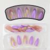 imageBABALAL Almond Press on Nails Medium  Orange Summer Fake Nails 3D Texture Design Floral Handmade Acrylic Nails Supplies 24Pcs Stiletto Manicure Stick on False Nails Art Artificial NailsBNE202