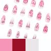 imageBABALAL Almond Press on Nails Medium  Orange Summer Fake Nails 3D Texture Design Floral Handmade Acrylic Nails Supplies 24Pcs Stiletto Manicure Stick on False Nails Art Artificial NailsBNE209