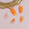 imageBABALAL Almond Press on Nails Medium  Orange Summer Fake Nails 3D Texture Design Floral Handmade Acrylic Nails Supplies 24Pcs Stiletto Manicure Stick on False Nails Art Artificial NailsBNE210