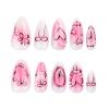 imageBABALAL Almond Press on Nails Medium  Orange Summer Fake Nails 3D Texture Design Floral Handmade Acrylic Nails Supplies 24Pcs Stiletto Manicure Stick on False Nails Art Artificial NailsBNE209