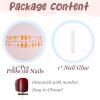 imageBABALAL Almond Press on Nails Medium  Orange Summer Fake Nails 3D Texture Design Floral Handmade Acrylic Nails Supplies 24Pcs Stiletto Manicure Stick on False Nails Art Artificial NailsBNE210