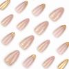 imageBABALAL Almond Press on Nails Medium  Orange Summer Fake Nails 3D Texture Design Floral Handmade Acrylic Nails Supplies 24Pcs Stiletto Manicure Stick on False Nails Art Artificial NailsBNE205