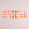imageBABALAL Almond Press on Nails Medium  Orange Summer Fake Nails 3D Texture Design Floral Handmade Acrylic Nails Supplies 24Pcs Stiletto Manicure Stick on False Nails Art Artificial NailsBNE210