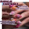 imageBABALAL Almond Press on Nails Medium  Orange Summer Fake Nails 3D Texture Design Floral Handmade Acrylic Nails Supplies 24Pcs Stiletto Manicure Stick on False Nails Art Artificial NailsBNE203