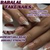 imageBABALAL Almond Press on Nails Medium  Orange Summer Fake Nails 3D Texture Design Floral Handmade Acrylic Nails Supplies 24Pcs Stiletto Manicure Stick on False Nails Art Artificial NailsBNE200