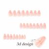 imageBABALAL Almond Press on Nails Medium  Orange Summer Fake Nails 3D Texture Design Floral Handmade Acrylic Nails Supplies 24Pcs Stiletto Manicure Stick on False Nails Art Artificial NailsBNE206