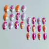 imageBABALAL Almond Press on Nails Medium  Orange Summer Fake Nails 3D Texture Design Floral Handmade Acrylic Nails Supplies 24Pcs Stiletto Manicure Stick on False Nails Art Artificial NailsBNE203