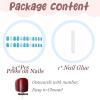 imageBABALAL Beach Press on Nails Medium Almond Fake Nails Blue French Tip False Nails with 3D Shell Star Charm Designs Pearl White Nail Press ons Glossy Glue on Nails Cute Stick on Nails for Women 24PcsBNc109
