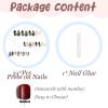 imageBABALAL Beach Press on Nails Medium Almond Fake Nails Blue French Tip False Nails with 3D Shell Star Charm Designs Pearl White Nail Press ons Glossy Glue on Nails Cute Stick on Nails for Women 24PcsBNc119