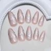 imageBABALAL Beach Press on Nails Medium Almond Fake Nails Blue French Tip False Nails with 3D Shell Star Charm Designs Pearl White Nail Press ons Glossy Glue on Nails Cute Stick on Nails for Women 24PcsBNc116