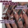 imageBABALAL Beach Press on Nails Medium Almond Fake Nails Blue French Tip False Nails with 3D Shell Star Charm Designs Pearl White Nail Press ons Glossy Glue on Nails Cute Stick on Nails for Women 24PcsBNc116