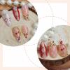 imageBABALAL Beach Press on Nails Medium Almond Fake Nails Blue French Tip False Nails with 3D Shell Star Charm Designs Pearl White Nail Press ons Glossy Glue on Nails Cute Stick on Nails for Women 24PcsBNc104