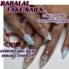 imageBABALAL Beach Press on Nails Medium Almond Fake Nails Blue French Tip False Nails with 3D Shell Star Charm Designs Pearl White Nail Press ons Glossy Glue on Nails Cute Stick on Nails for Women 24PcsBNc101