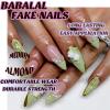 imageBABALAL Beach Press on Nails Medium Almond Fake Nails Blue French Tip False Nails with 3D Shell Star Charm Designs Pearl White Nail Press ons Glossy Glue on Nails Cute Stick on Nails for Women 24PcsBNc115