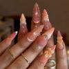 imageBABALAL Beach Press on Nails Medium Almond Fake Nails Blue French Tip False Nails with 3D Shell Star Charm Designs Pearl White Nail Press ons Glossy Glue on Nails Cute Stick on Nails for Women 24PcsBNc100