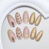 imageBABALAL Beach Press on Nails Medium Almond Fake Nails Blue French Tip False Nails with 3D Shell Star Charm Designs Pearl White Nail Press ons Glossy Glue on Nails Cute Stick on Nails for Women 24PcsBNc121
