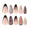 imageBABALAL Beach Press on Nails Medium Almond Fake Nails Blue French Tip False Nails with 3D Shell Star Charm Designs Pearl White Nail Press ons Glossy Glue on Nails Cute Stick on Nails for Women 24PcsBNc122