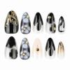 imageBABALAL Beach Press on Nails Medium Almond Fake Nails Blue French Tip False Nails with 3D Shell Star Charm Designs Pearl White Nail Press ons Glossy Glue on Nails Cute Stick on Nails for Women 24PcsBNc119