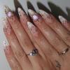 imageBABALAL Beach Press on Nails Medium Almond Fake Nails Blue French Tip False Nails with 3D Shell Star Charm Designs Pearl White Nail Press ons Glossy Glue on Nails Cute Stick on Nails for Women 24PcsBNc106