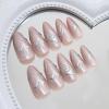 imageBABALAL Beach Press on Nails Medium Almond Fake Nails Blue French Tip False Nails with 3D Shell Star Charm Designs Pearl White Nail Press ons Glossy Glue on Nails Cute Stick on Nails for Women 24PcsBNc116