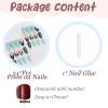 imageBABALAL Beach Press on Nails Medium Almond Fake Nails Blue French Tip False Nails with 3D Shell Star Charm Designs Pearl White Nail Press ons Glossy Glue on Nails Cute Stick on Nails for Women 24PcsBNc114
