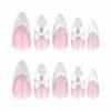 imageBABALAL Beach Press on Nails Medium Almond Fake Nails Blue French Tip False Nails with 3D Shell Star Charm Designs Pearl White Nail Press ons Glossy Glue on Nails Cute Stick on Nails for Women 24PcsBNc103