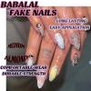 imageBABALAL Beach Press on Nails Medium Almond Fake Nails Blue French Tip False Nails with 3D Shell Star Charm Designs Pearl White Nail Press ons Glossy Glue on Nails Cute Stick on Nails for Women 24PcsBNc120