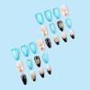 imageBABALAL Beach Press on Nails Medium Almond Fake Nails Blue French Tip False Nails with 3D Shell Star Charm Designs Pearl White Nail Press ons Glossy Glue on Nails Cute Stick on Nails for Women 24PcsBNc105