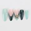 imageBABALAL Beach Press on Nails Medium Almond Fake Nails Blue French Tip False Nails with 3D Shell Star Charm Designs Pearl White Nail Press ons Glossy Glue on Nails Cute Stick on Nails for Women 24PcsBNc114