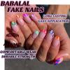 imageBABALAL Beach Press on Nails Medium Almond Fake Nails Blue French Tip False Nails with 3D Shell Star Charm Designs Pearl White Nail Press ons Glossy Glue on Nails Cute Stick on Nails for Women 24PcsBNc108
