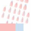 imageBABALAL Beach Press on Nails Medium Almond Fake Nails Blue French Tip False Nails with 3D Shell Star Charm Designs Pearl White Nail Press ons Glossy Glue on Nails Cute Stick on Nails for Women 24PcsBNc111