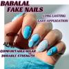 imageBABALAL Beach Press on Nails Medium Almond Fake Nails Blue French Tip False Nails with 3D Shell Star Charm Designs Pearl White Nail Press ons Glossy Glue on Nails Cute Stick on Nails for Women 24PcsBNc109