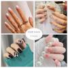 imageBABALAL Brown Press on Nails Medium Oval Fake Nails Fall Chrome Glue on Nails 24Pcs Cat Eye Shiny Round Acrylic Nails Manicure Stick on Nails for Women and GirlsNailB06white