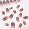 imageBABALAL Brown Press on Nails Medium Oval Fake Nails Fall Chrome Glue on Nails 24Pcs Cat Eye Shiny Round Acrylic Nails Manicure Stick on Nails for Women and GirlsNailB14