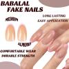 imageBABALAL Brown Press on Nails Medium Oval Fake Nails Fall Chrome Glue on Nails 24Pcs Cat Eye Shiny Round Acrylic Nails Manicure Stick on Nails for Women and GirlsNailB13