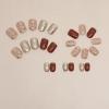 imageBABALAL Brown Press on Nails Medium Oval Fake Nails Fall Chrome Glue on Nails 24Pcs Cat Eye Shiny Round Acrylic Nails Manicure Stick on Nails for Women and GirlsNailB10nude