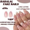 imageBABALAL Brown Press on Nails Medium Oval Fake Nails Fall Chrome Glue on Nails 24Pcs Cat Eye Shiny Round Acrylic Nails Manicure Stick on Nails for Women and GirlsNailB15