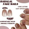 imageBABALAL Brown Press on Nails Medium Oval Fake Nails Fall Chrome Glue on Nails 24Pcs Cat Eye Shiny Round Acrylic Nails Manicure Stick on Nails for Women and GirlsNailB16