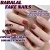 imageBABALAL Brown Press on Nails Medium Oval Fake Nails Fall Chrome Glue on Nails 24Pcs Cat Eye Shiny Round Acrylic Nails Manicure Stick on Nails for Women and GirlsNailB10nude