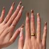imageBABALAL Brown Press on Nails Medium Oval Fake Nails Fall Chrome Glue on Nails 24Pcs Cat Eye Shiny Round Acrylic Nails Manicure Stick on Nails for Women and GirlsNailB02brown