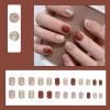 imageBABALAL Brown Press on Nails Medium Oval Fake Nails Fall Chrome Glue on Nails 24Pcs Cat Eye Shiny Round Acrylic Nails Manicure Stick on Nails for Women and GirlsNailB10nude
