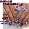 imageBABALAL Coffin Press on Nails Cute Acrylic Nails Long Ballerina Fake Nails Glossy Blue Pink Glue on Nails 3D Heart Charm Design for Women and GirlsCRJL181star