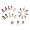 imageBABALAL Coffin Press on Nails Cute Acrylic Nails Long Ballerina Fake Nails Glossy Blue Pink Glue on Nails 3D Heart Charm Design for Women and GirlsCRJL11