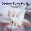 imageBABALAL Coffin Press on Nails Cute Acrylic Nails Long Ballerina Fake Nails Glossy Blue Pink Glue on Nails 3D Heart Charm Design for Women and GirlsCRJL07white