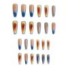 imageBABALAL Coffin Press on Nails Cute Acrylic Nails Long Ballerina Fake Nails Glossy Blue Pink Glue on Nails 3D Heart Charm Design for Women and GirlsCRJL09ombre