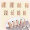 imageBABALAL Coffin Press on Nails Cute Acrylic Nails Long Ballerina Fake Nails Glossy Blue Pink Glue on Nails 3D Heart Charm Design for Women and GirlsCRJL09flower