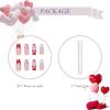imageBABALAL Coffin Press on Nails Cute Acrylic Nails Long Ballerina Fake Nails Glossy Blue Pink Glue on Nails 3D Heart Charm Design for Women and GirlsCRJL18