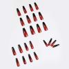 imageBABALAL Coffin Press on Nails Cute Acrylic Nails Long Ballerina Fake Nails Glossy Blue Pink Glue on Nails 3D Heart Charm Design for Women and GirlsCRJL07blackred